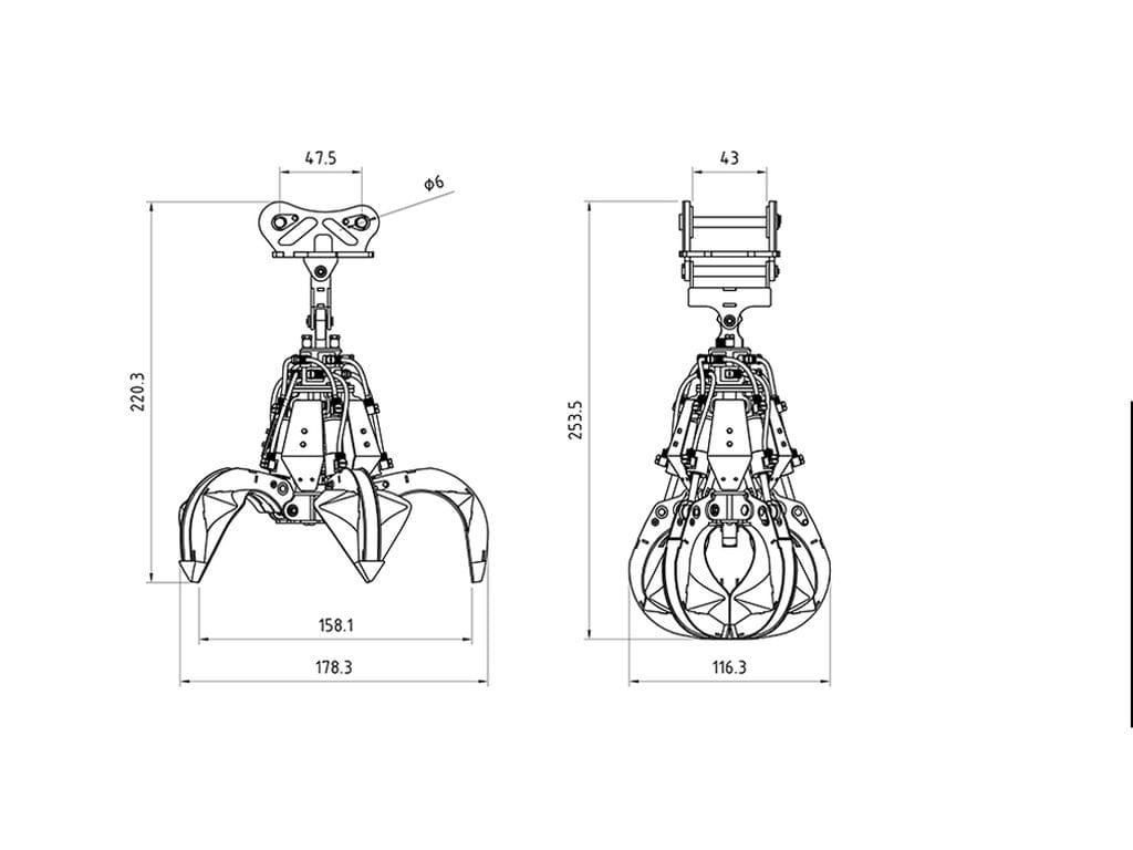 Lesu Schrottgreifer hydraulisch für 74t-Bagger