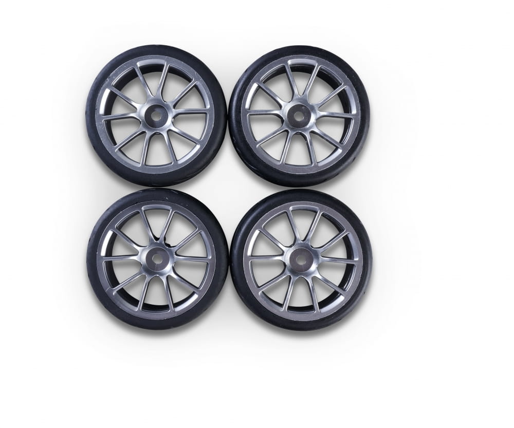 Carson Reifen mit Felgen 1_10 Raederset 10 Speichen Design _4_ silber - RC-Zubehoer