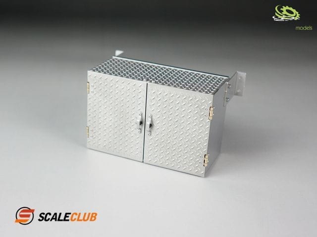 ScaleClub 1:14 Staubox 90mm mit Doppeltüren Riffelblech V2A