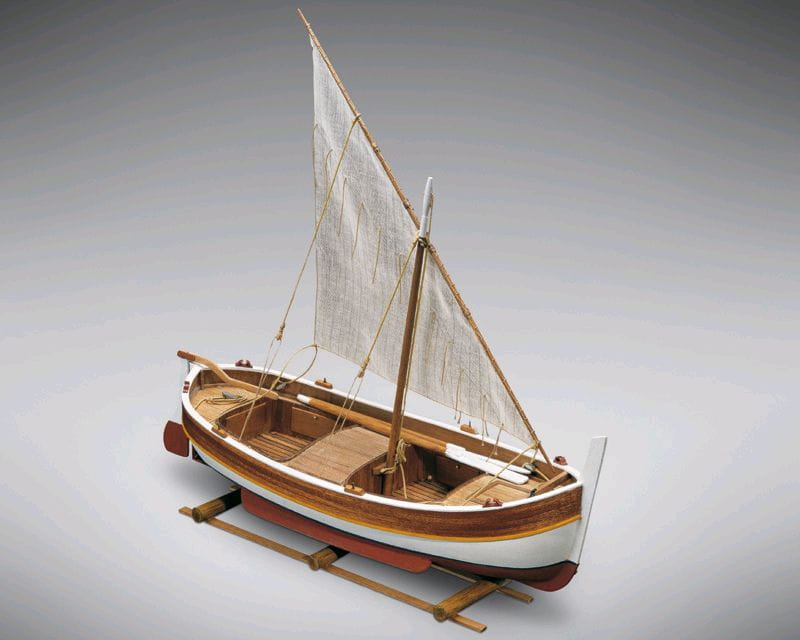 Mini Mamoli Gozzo medit. vela Fischerboot mit Segel 1:28 Holz Bausatz