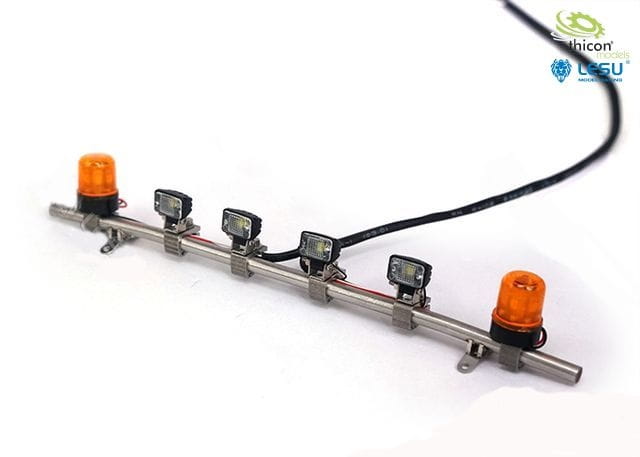 Lesu Dachlampenbuegel hinten mit Rundumleuchten und Scheinwerfern - RC-Zubehoer