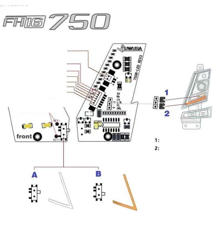ScaleClub 1:14 LED-Platinen für VOLVO vorne