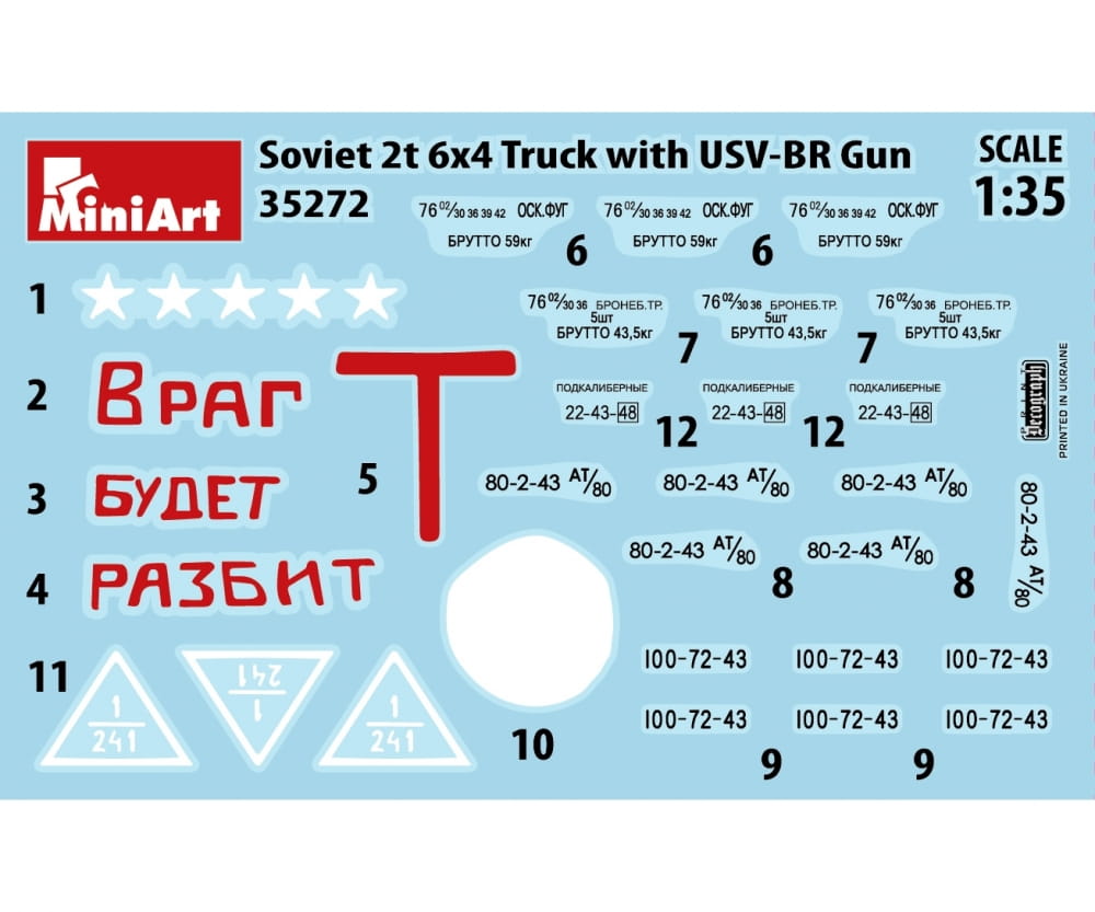 MiniArt 1:35 Soviet 2t LKW 6x4 m. 76mm Plastik Modellbausatz