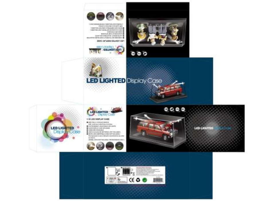 LED beleuchtete Vitrine fuer Modellautos 1_18 bis 1_32 in Schwarz