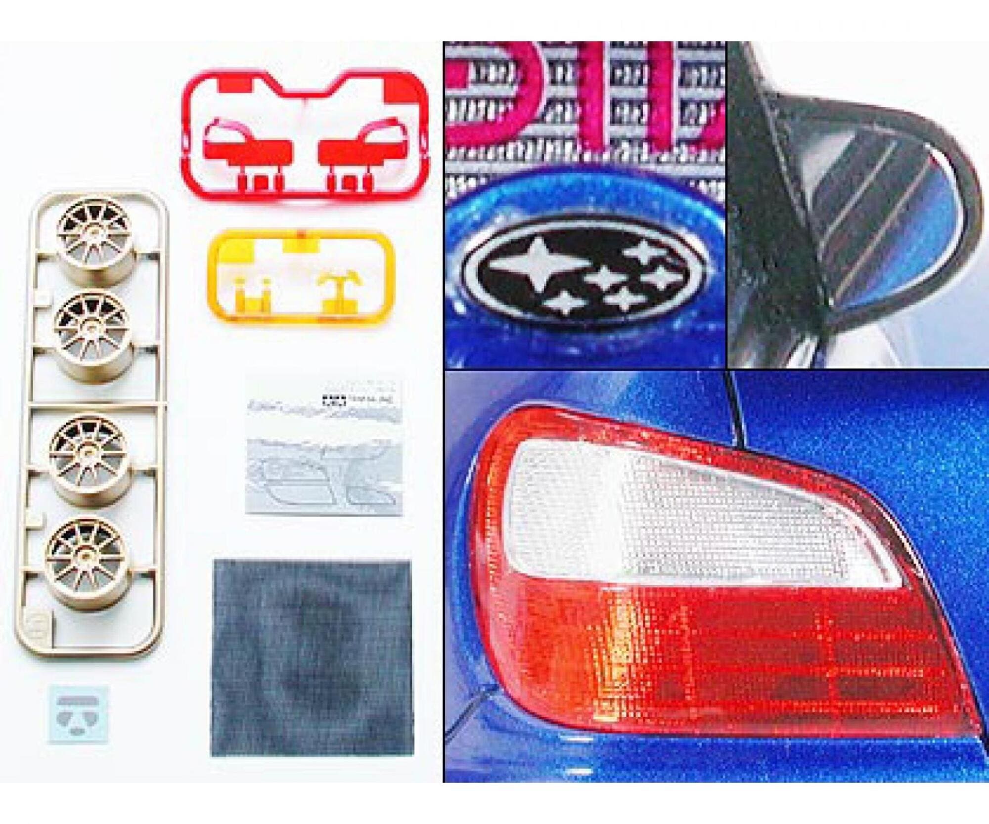 Tamiya 1_24 Subaru Impreza WRC 2001 Modellbausatz mit goldenen Raedern und detailliertem Interieur