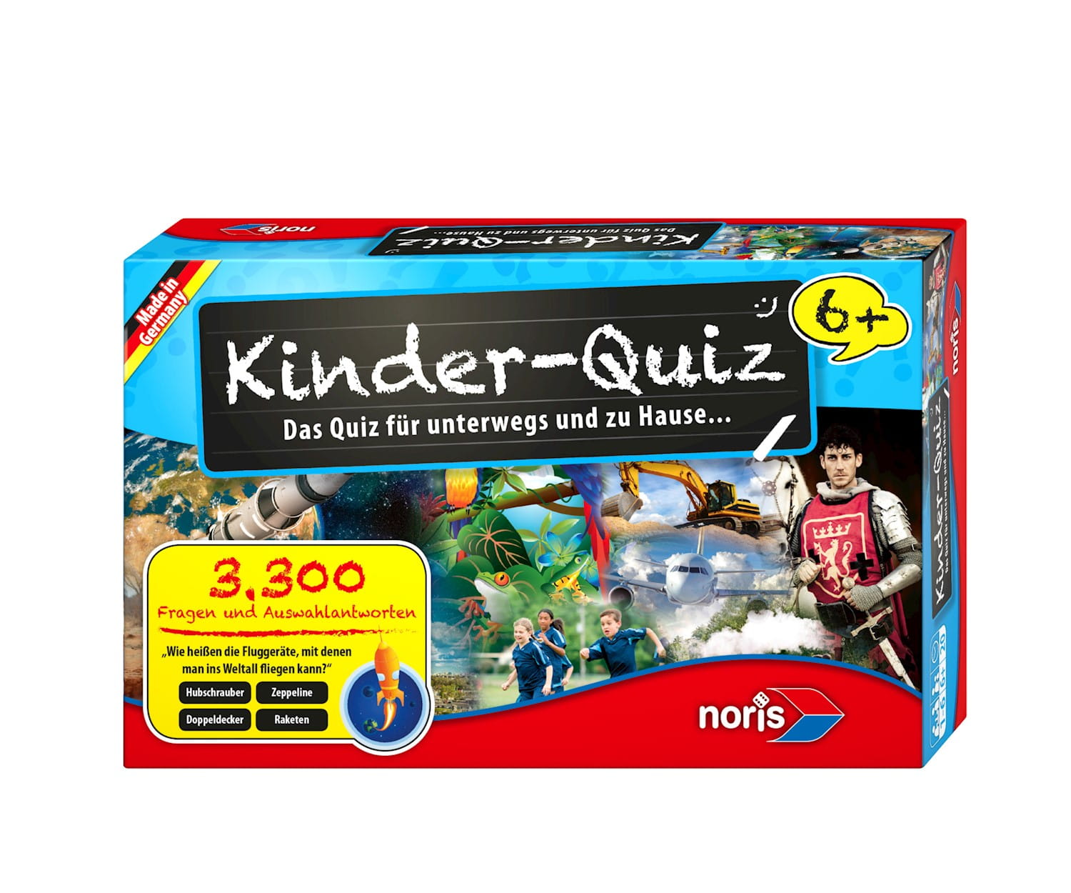 Noris Gioco Quiz Per Bambini 6+ Anni - 3300 Domande E Risposte, Carte Da Viaggio, Gioco Da Tavolo Educativo