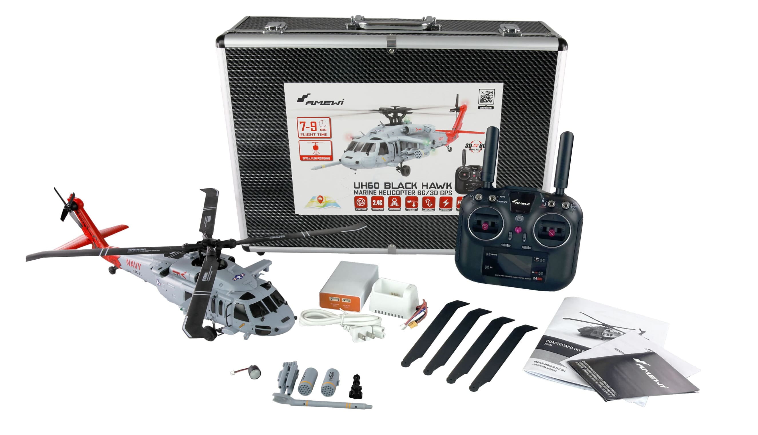 Elektro Hubschrauber UH60 Black Hawk Marine RTF amewi-elektro-hubschrauber-marine-black-hawk-uh60-rtf-komplett set