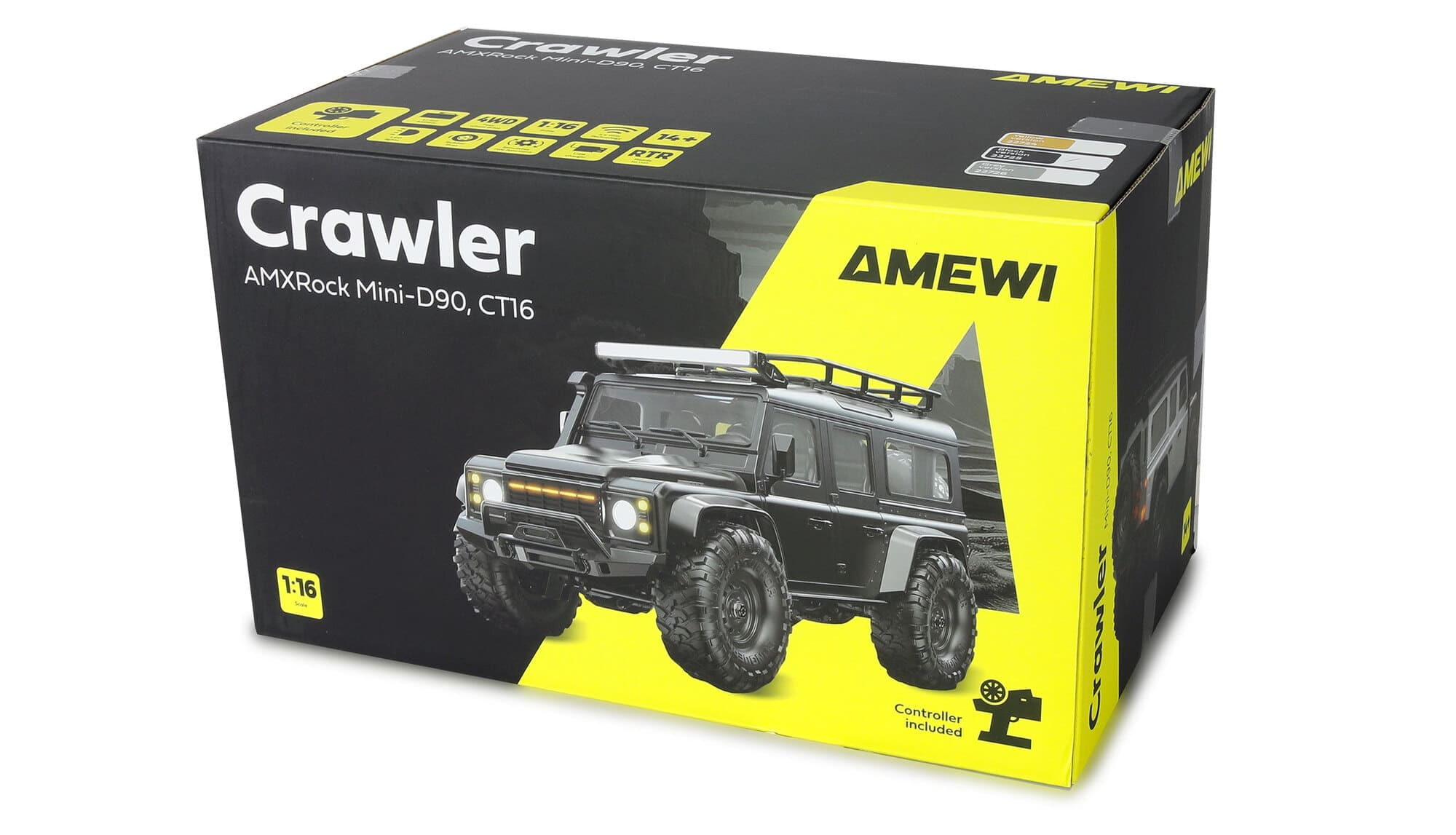 Amewi AMXRock Mini-D90 Crawler 1_16 RTR 4WD gelb mit LED