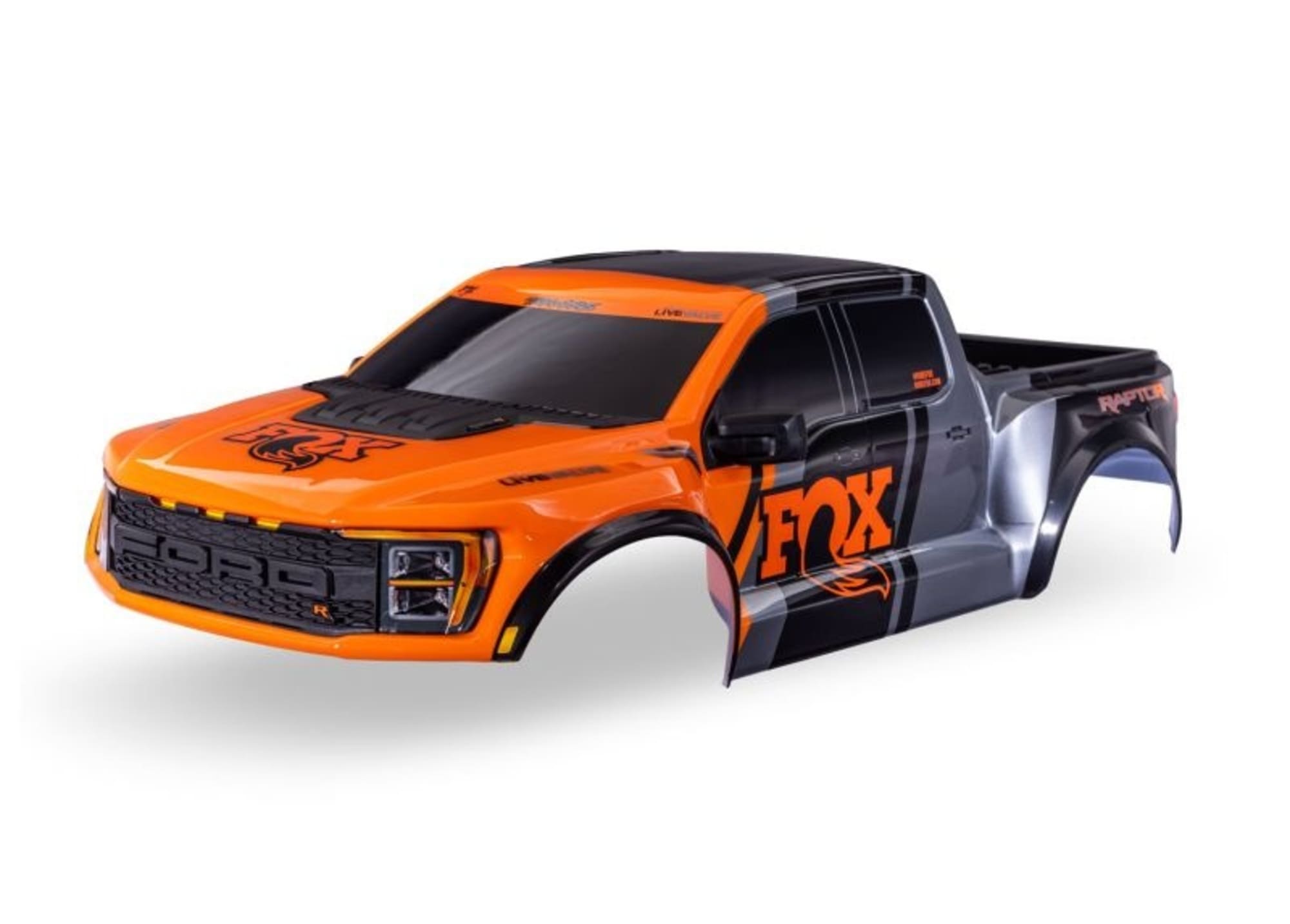 Traxxas Ford Raptor R 4X4 Orange Fox Karosserie inkl Anbauteile _Clipless_ fuer RC Modelle