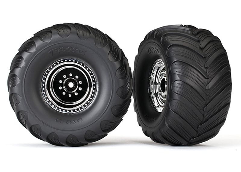 Traxxas Tires & wheels, assembled, glued (chrome wheels, Terra Groov
