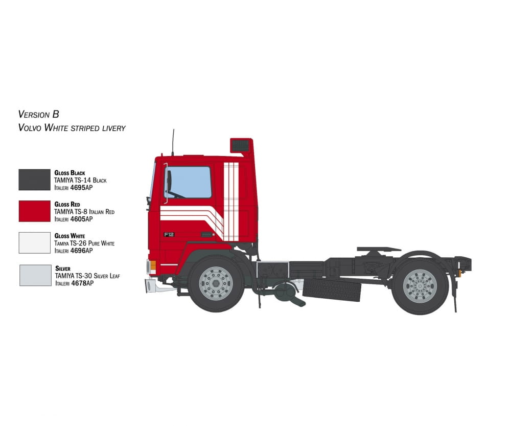 Italeri 1:24 Volvo F-12 Intercooler Low Roof Truck Plastik Modellbau Bausatz