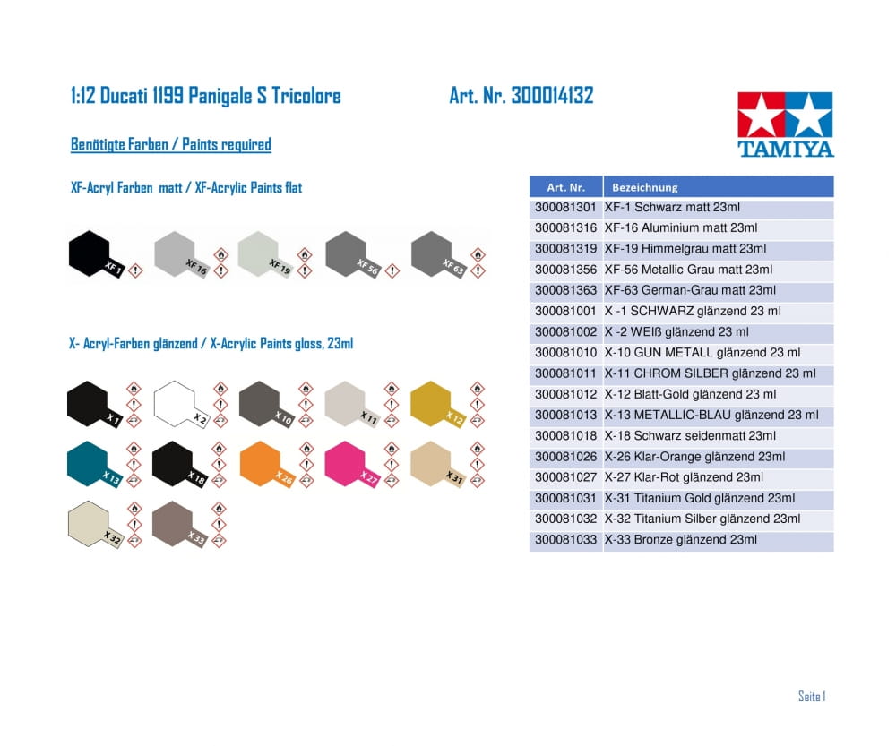 Tamiya 1:12 Ducati 1199 Panigale S Tricolore Tamiya 1:12 Ducati 1199 Panigale S Tricolore