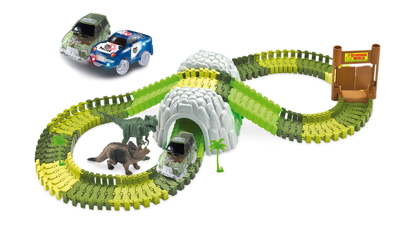Amewi Magic Traxx Dino-Park mit Tunnel 374-teilig,Mega Set
