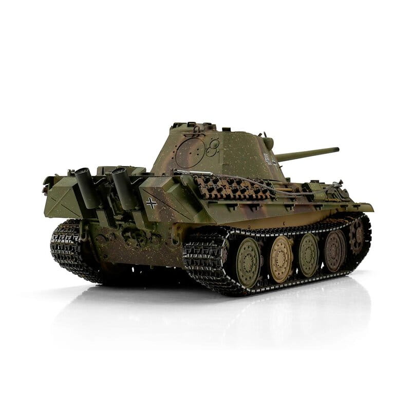 Torro Panther F RC Panzer 1_16 Pro IR Kanonen-Rauch Vollmetall Tarn Holzkiste
