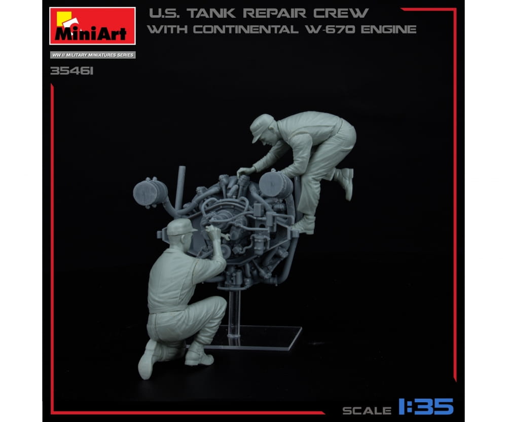 MiniArt 1_35 US Panzer Rep_ Crew m. W670 Motor Plastik Modellbausatz - RC-Zubehoer
