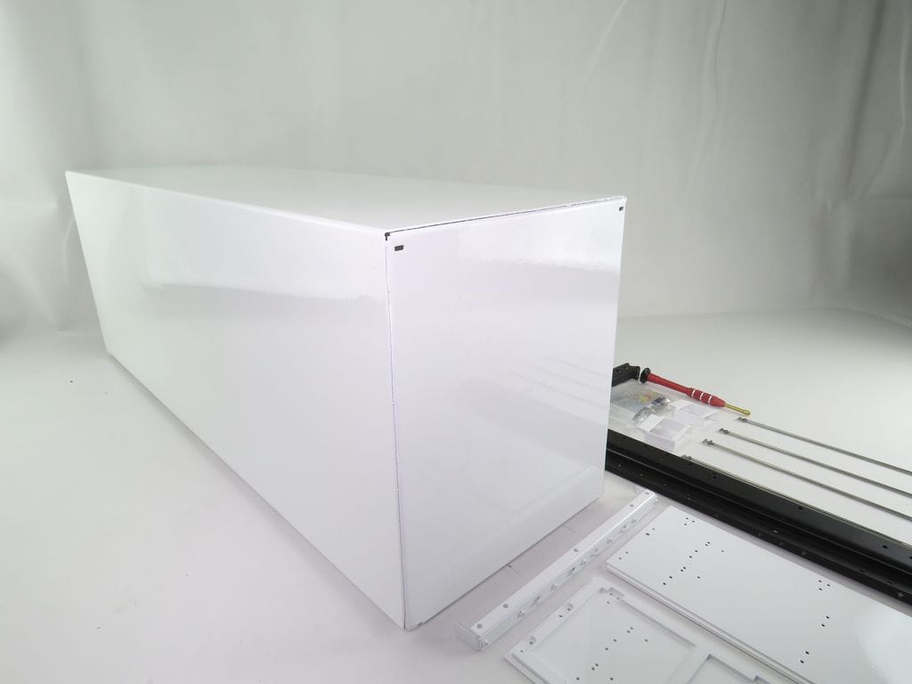JXModel 1_14 Kofferaufbau Metall weiss fuer Gliederzug mit Rahmen - RC-Zubehoer