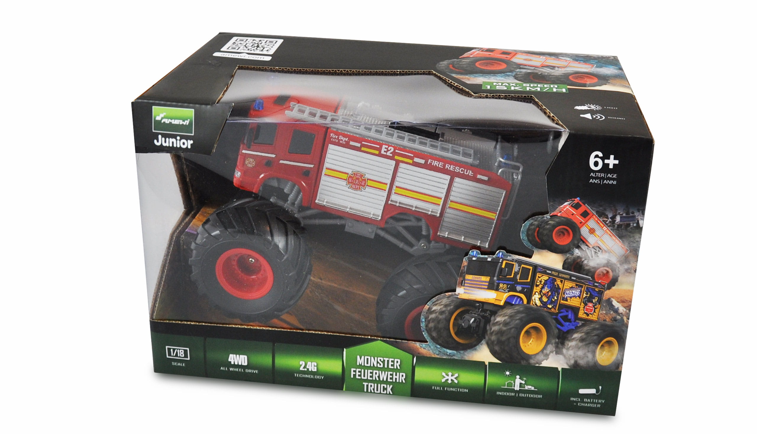 Amewi RC Monster Feuerwehr Truck 1:18, RTR