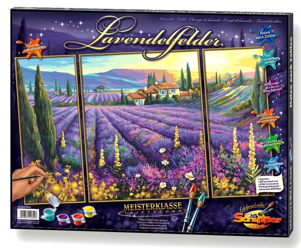 Schipper Lavendelfelder Triptychon Malen nach Zahlen 50 x 80 cm