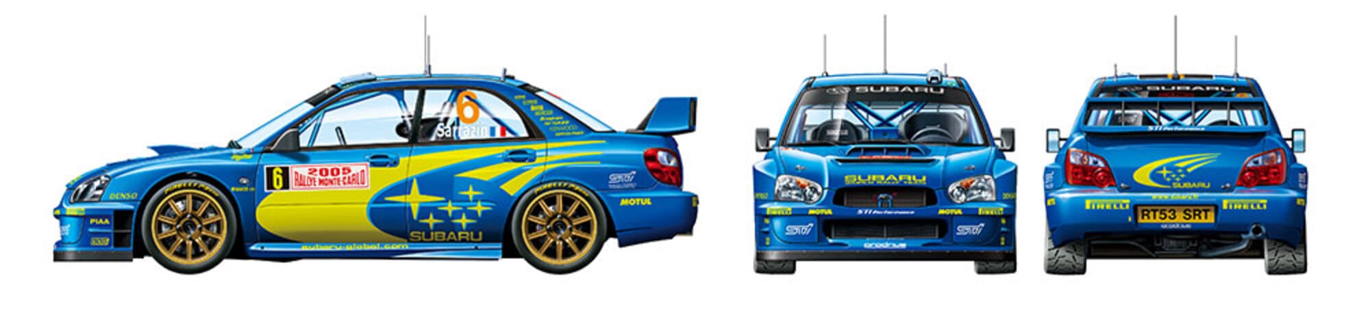 Tamiya 1_24 Subaru Impreza WRC Monte Carlo 2005 Modellbausatz mit detailliertem Rallye-Design