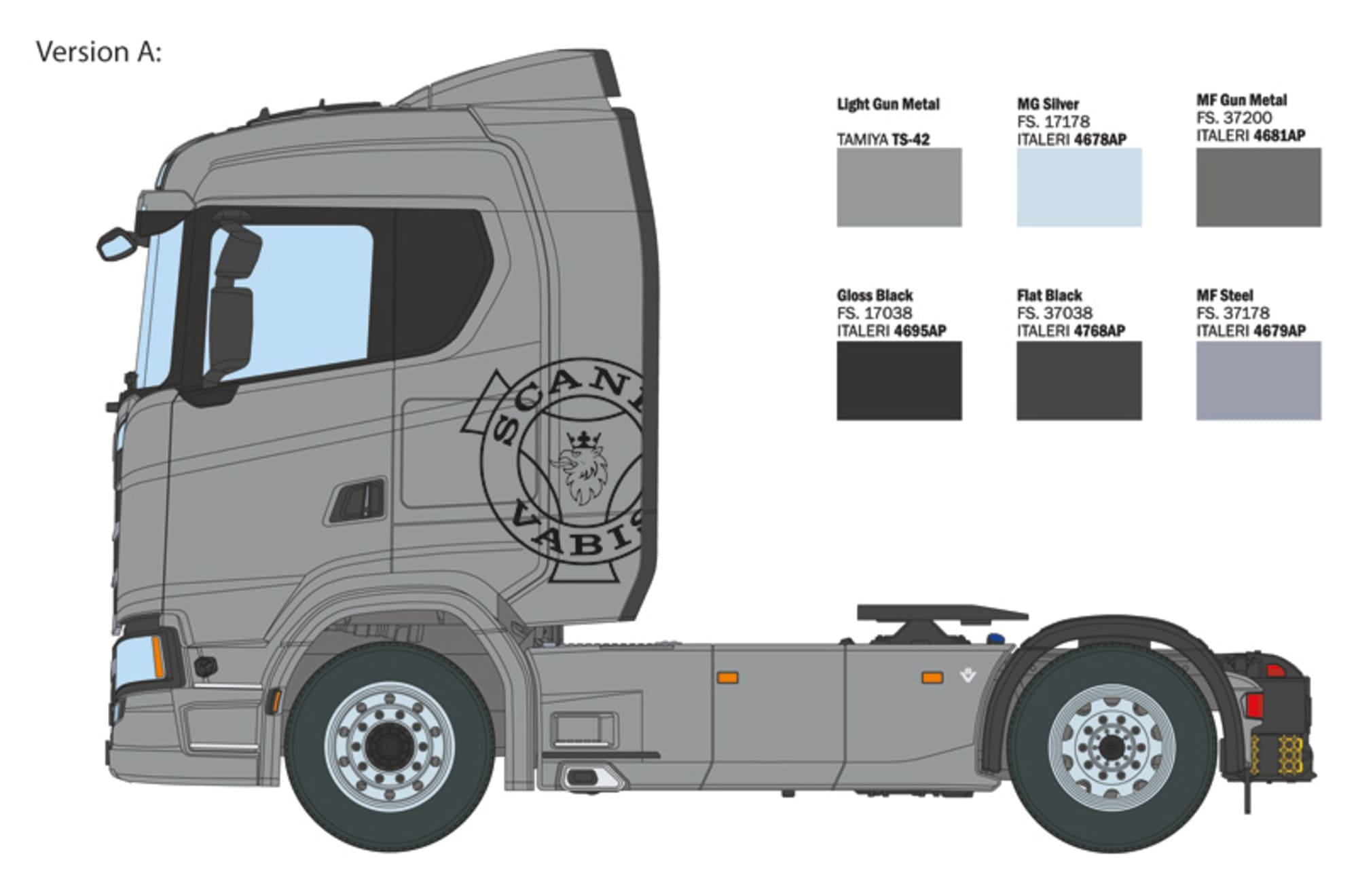 Italeri Scania S770 4x2 Normal Roof Grey Cab Plastikmodellbausatz 1_24
