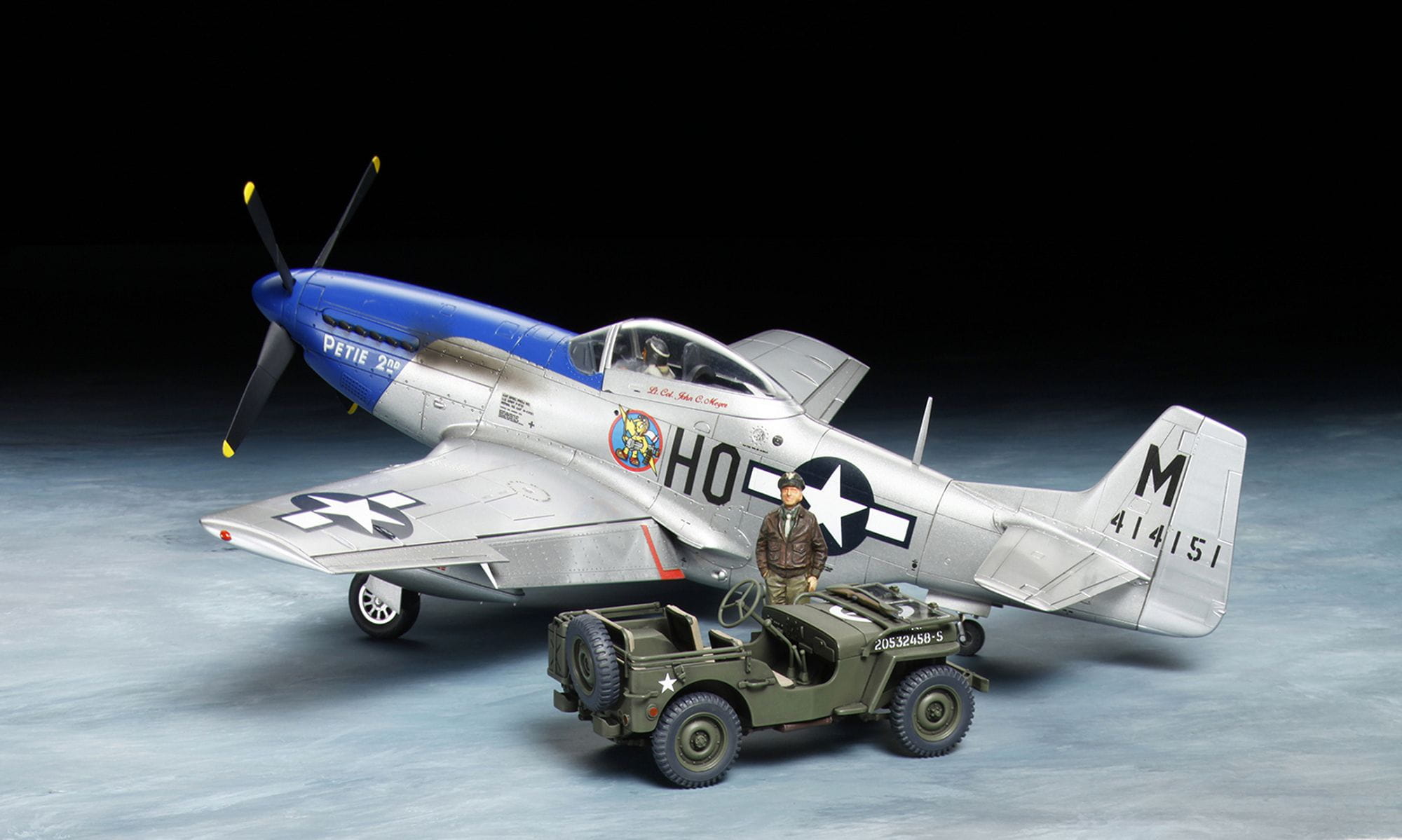 Tamiya US P-51D Mustang & 4x4 Lt.Fahrzeug 1:48 Platik Modellbau Militär Flugzeug Bausatz
