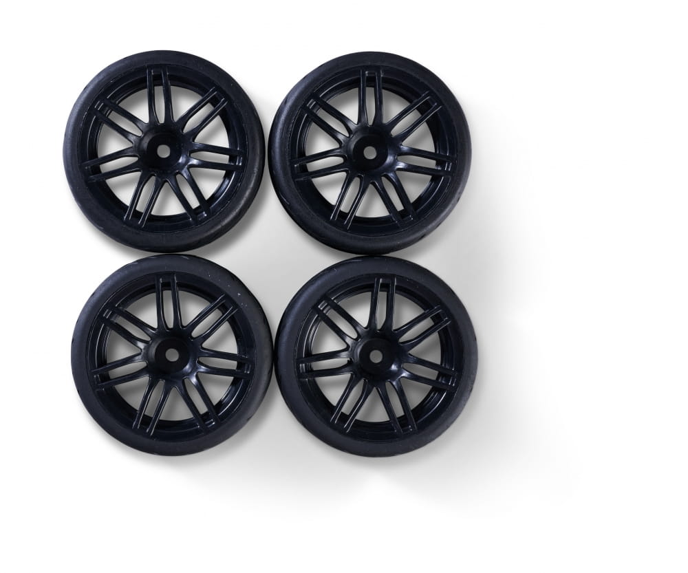 Carson Reifen mit Felgen 1:10 Räderset 14 Speichen Design (4) schwarz